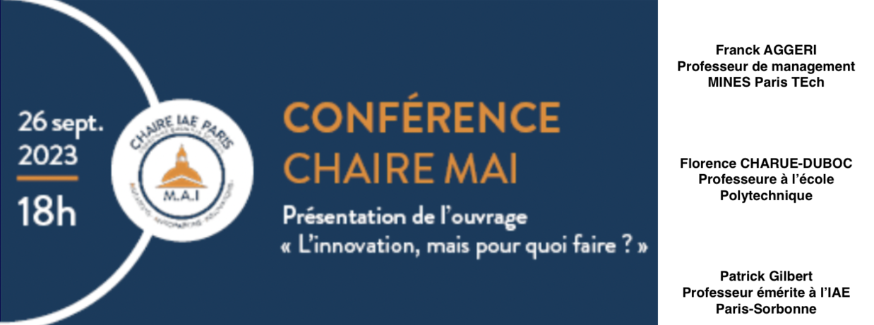Conférence – L’innovation, Mais pour quoi faire ? – 26 septembre 2023 à 18h